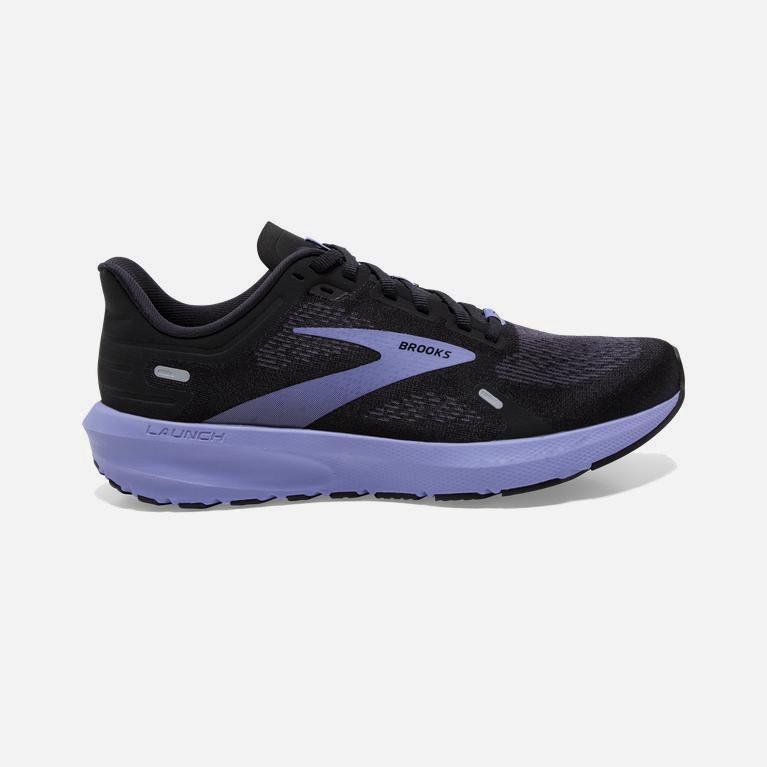 Brooks Launch 9 Womens Lightweight Cushioned Walking Shoes Ireland Black/Ebony/grey Charcoal/Purple